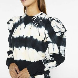 Ulla Johnson Black and Cream Tie-Dye Sweatshirt